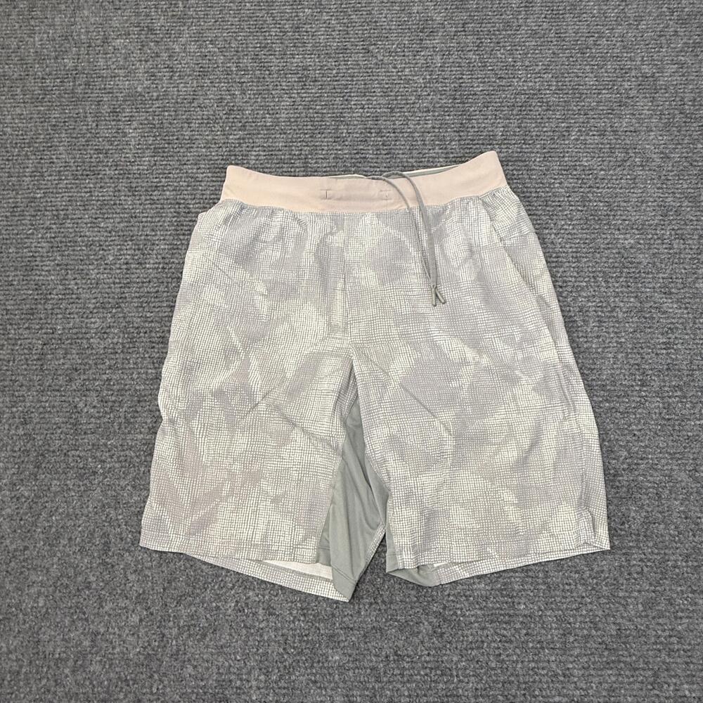Lululemon Shorts Mens Medium Gray Geometric Lined 10 In Inseam Athletic Gym